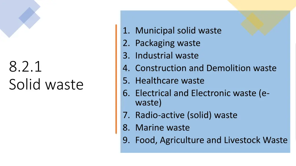 1 municipal solid waste 2 packaging waste