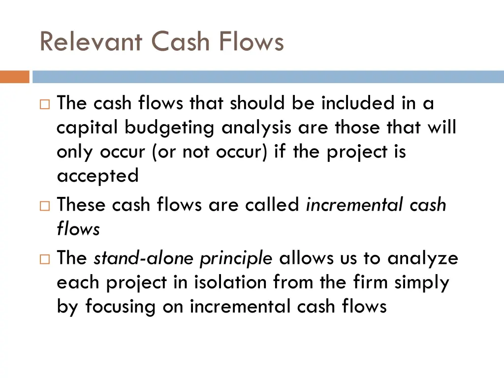 relevant cash flows