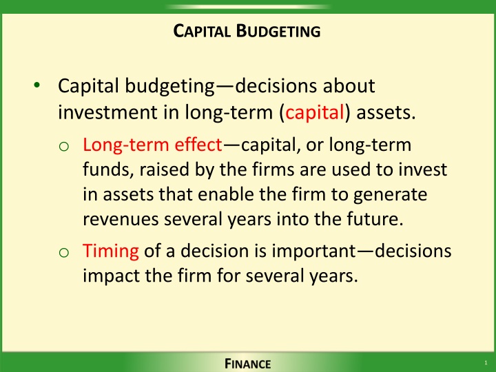 c apital b udgeting