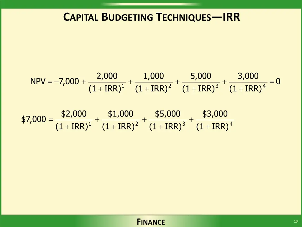 c apital b udgeting t echniques irr 1