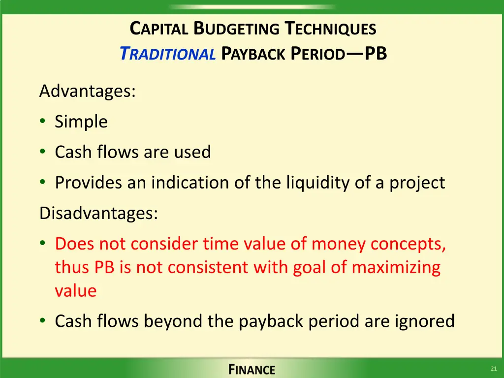 c apital b udgeting t echniques t raditional 3