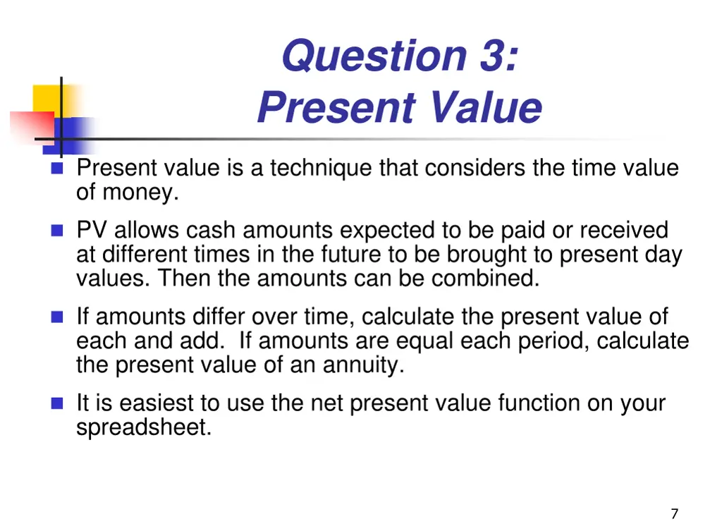question 3 present value