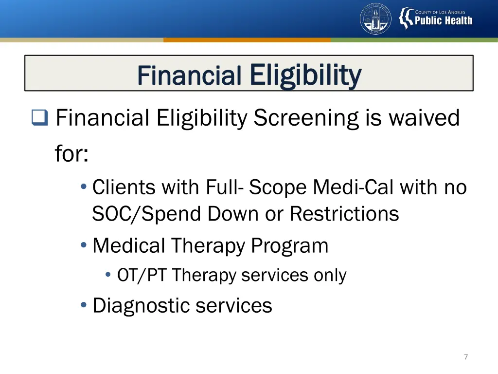 financial financial eligibility