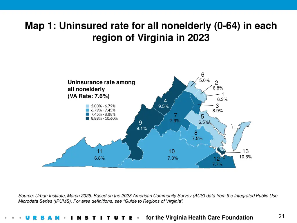 map 1 uninsured rate for all nonelderly