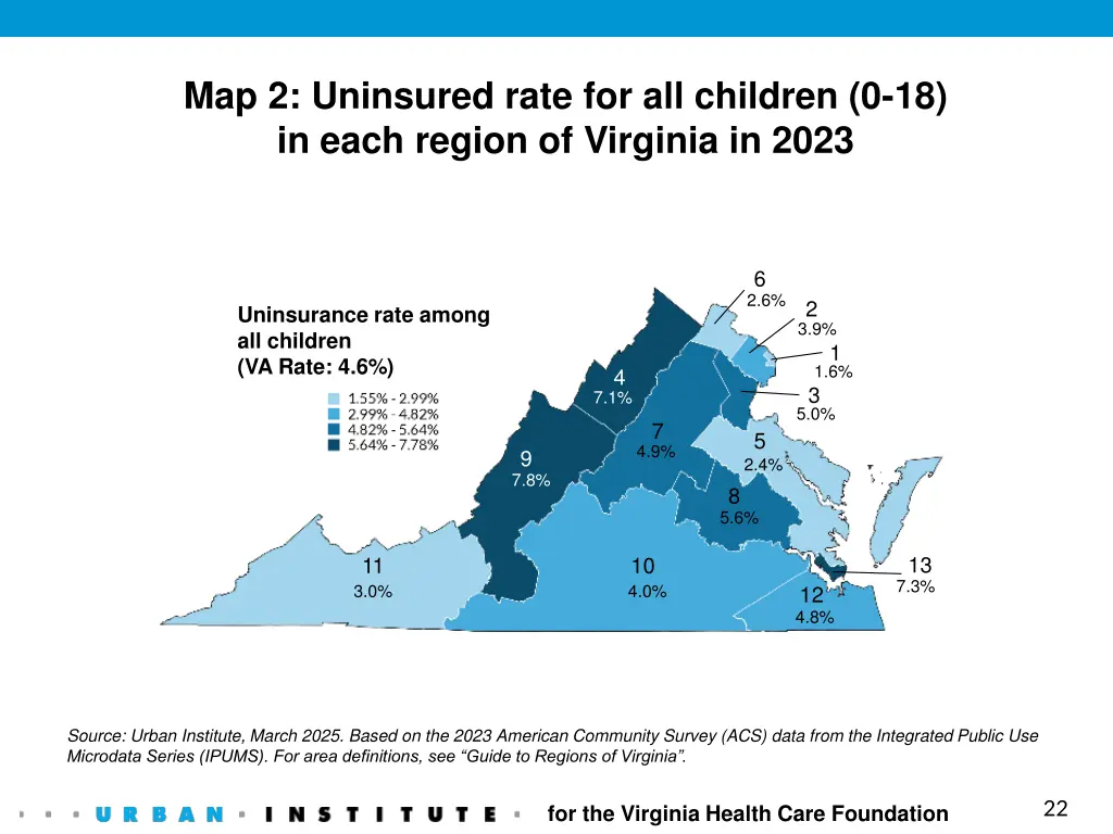 map 2 uninsured rate for all children