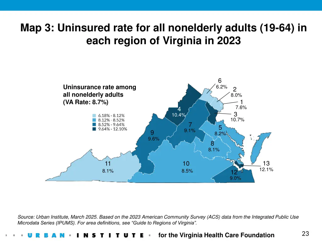 map 3 uninsured rate for all nonelderly adults