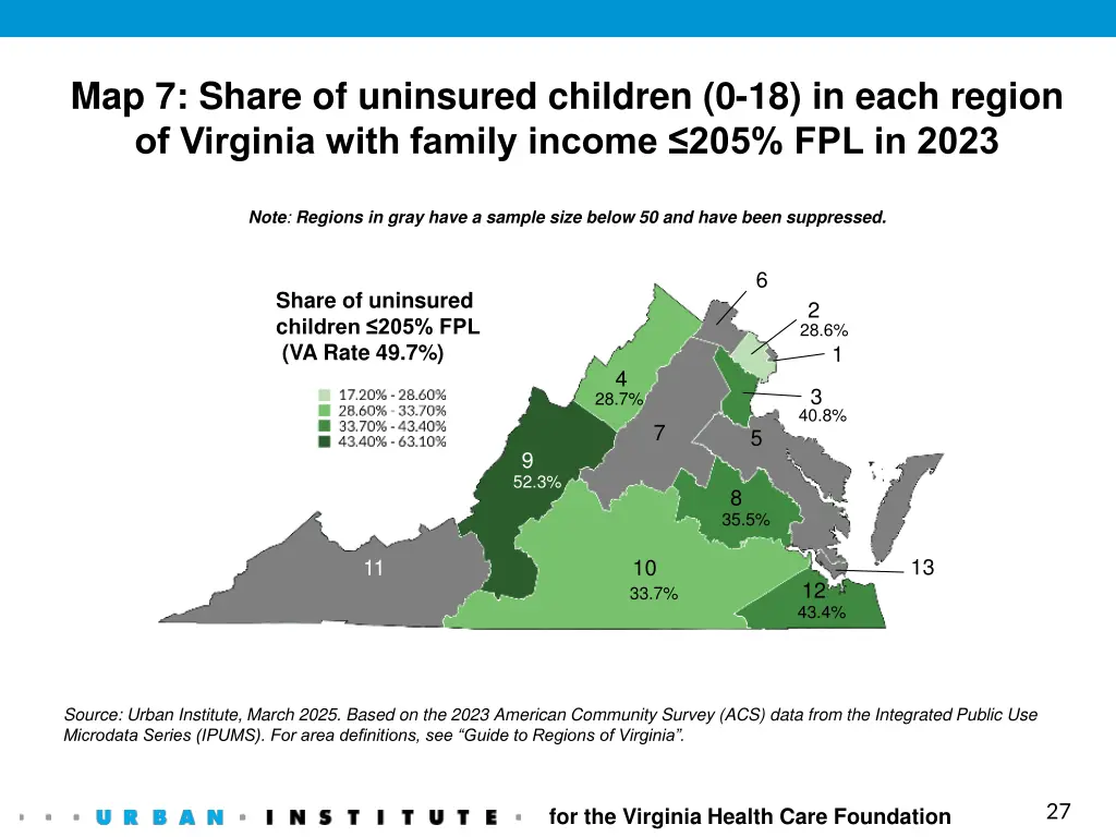 map 7 share of uninsured children 0 18 in each
