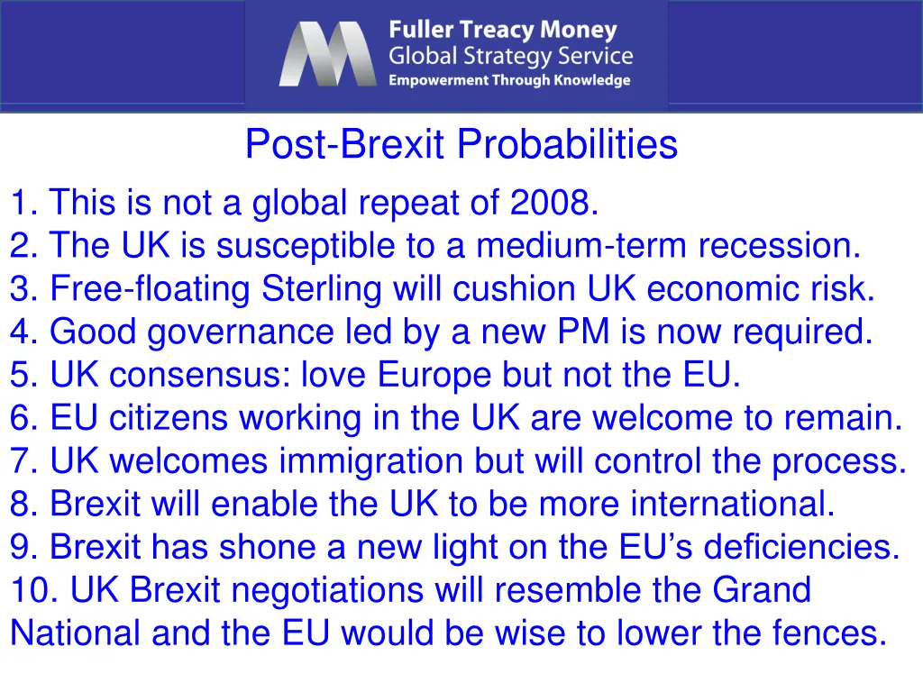post brexit probabilities