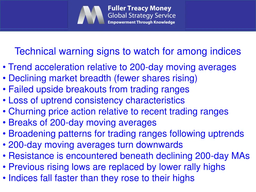 technical warning signs to watch for among
