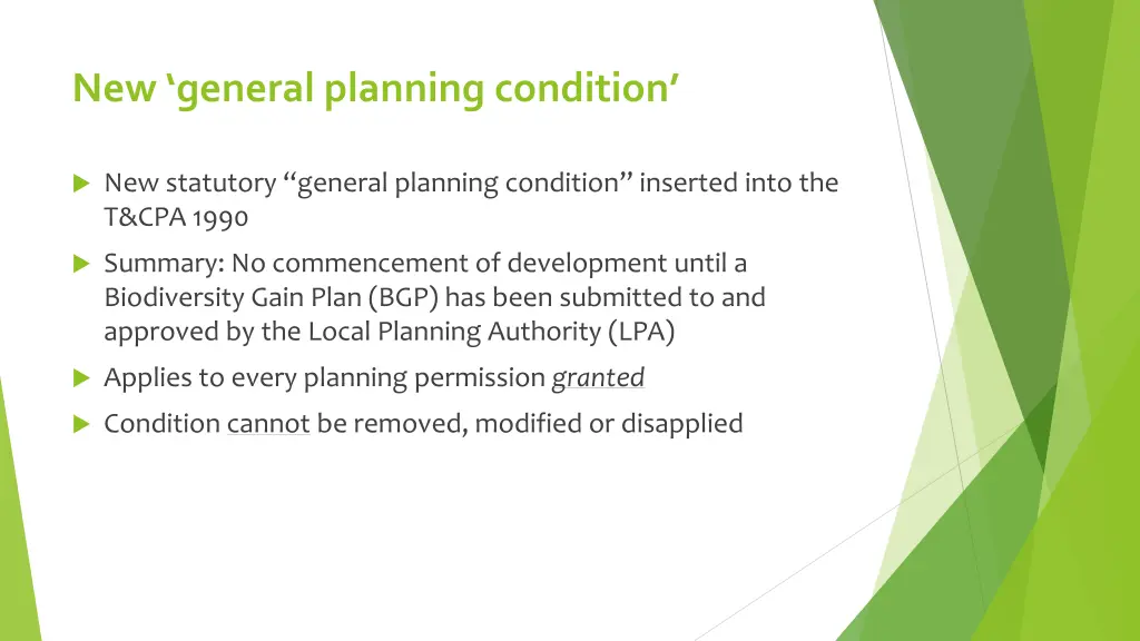 new general planning condition