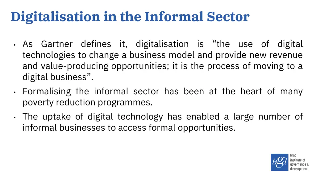 digitalisation in the informal sector
