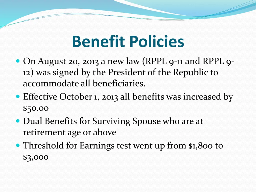 benefit policies