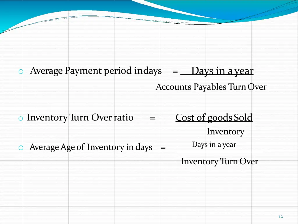 o average payment period indays
