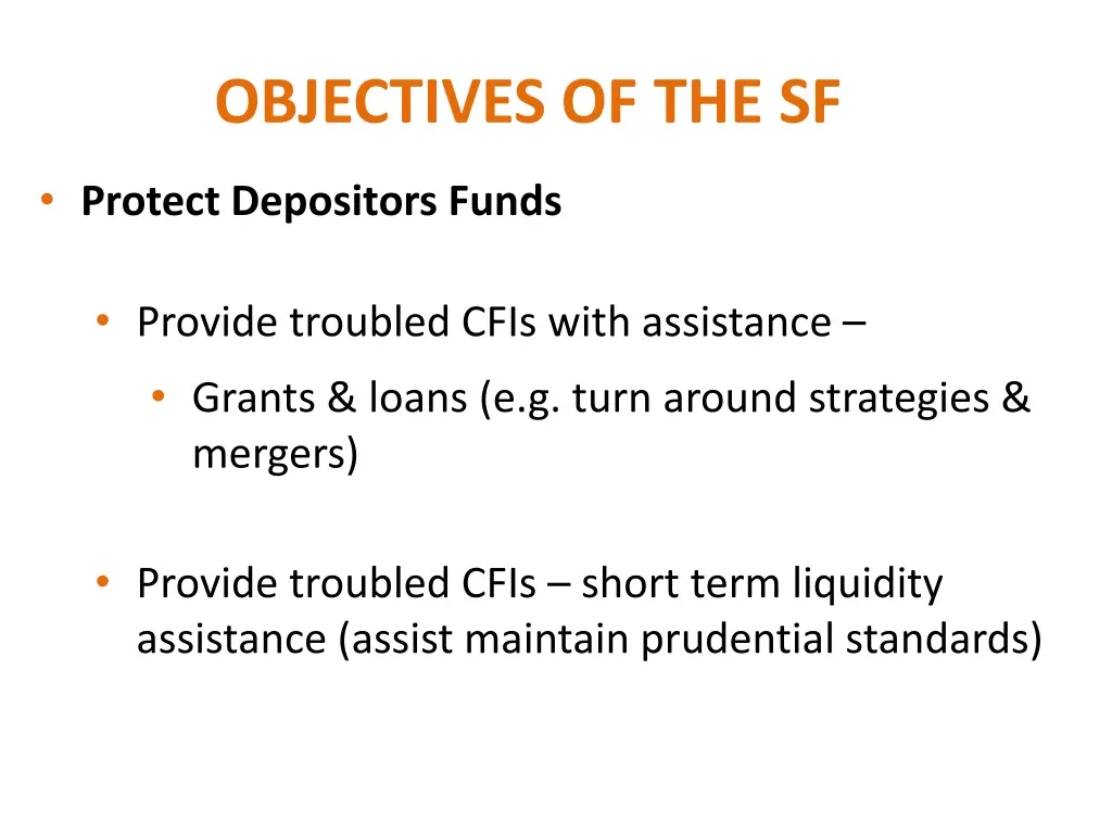 objectives of the sf