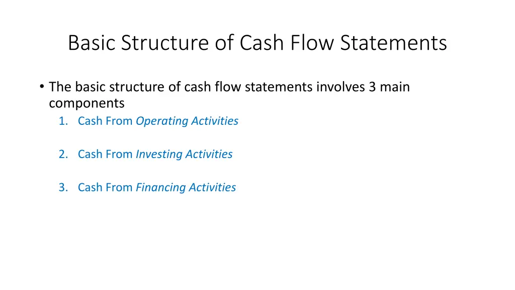basic structure of cash flow statements