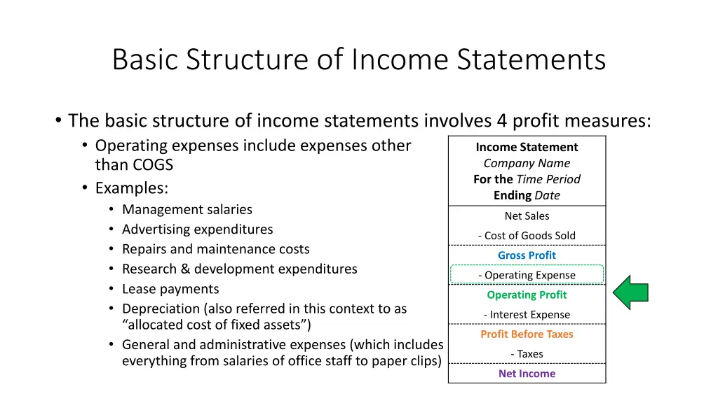 basic structure of income statements 3