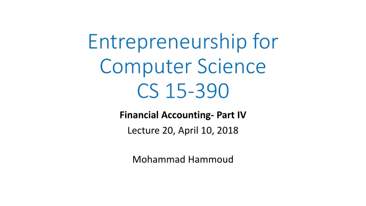 entrepreneurship for computer science cs 15 390