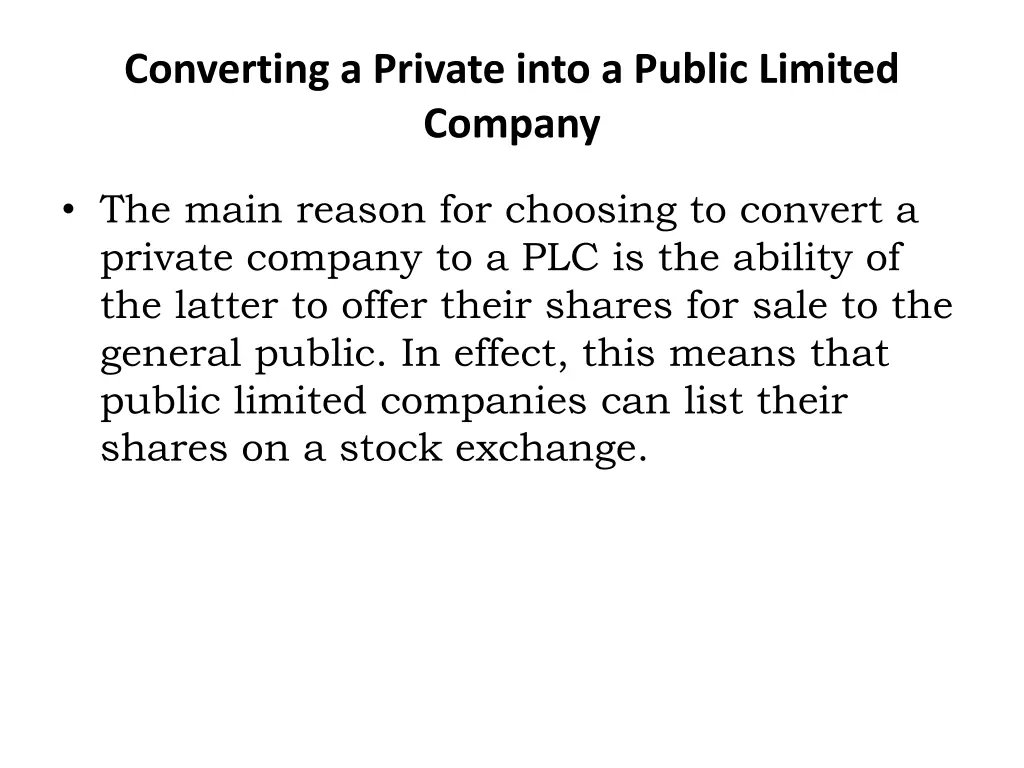 converting a private into a public limited company