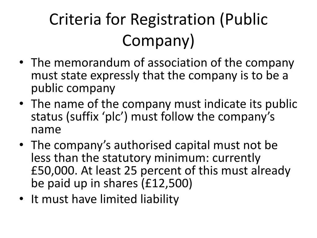 criteria for registration public company