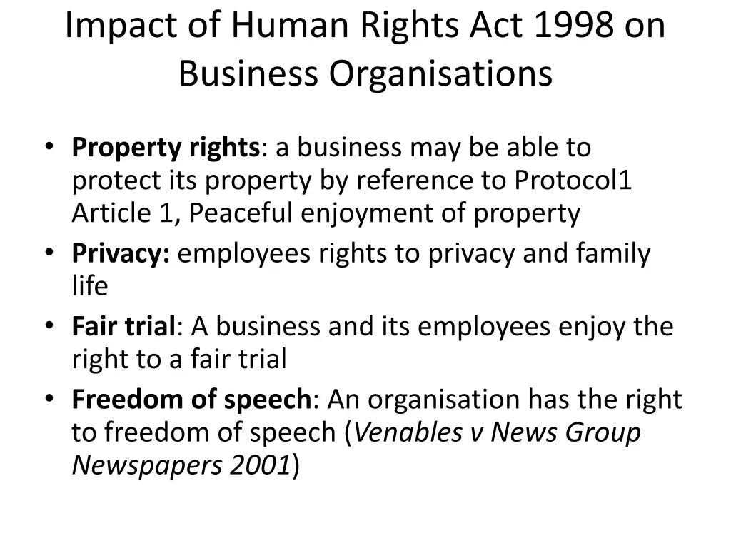 impact of human rights act 1998 on business