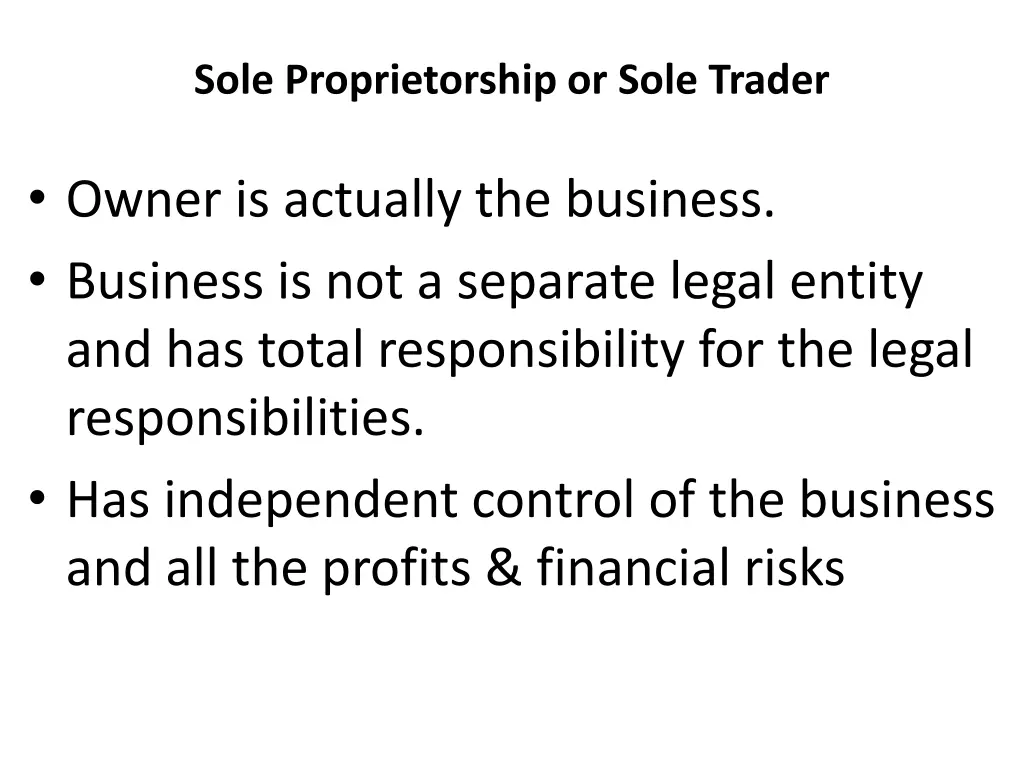 sole proprietorship or sole trader