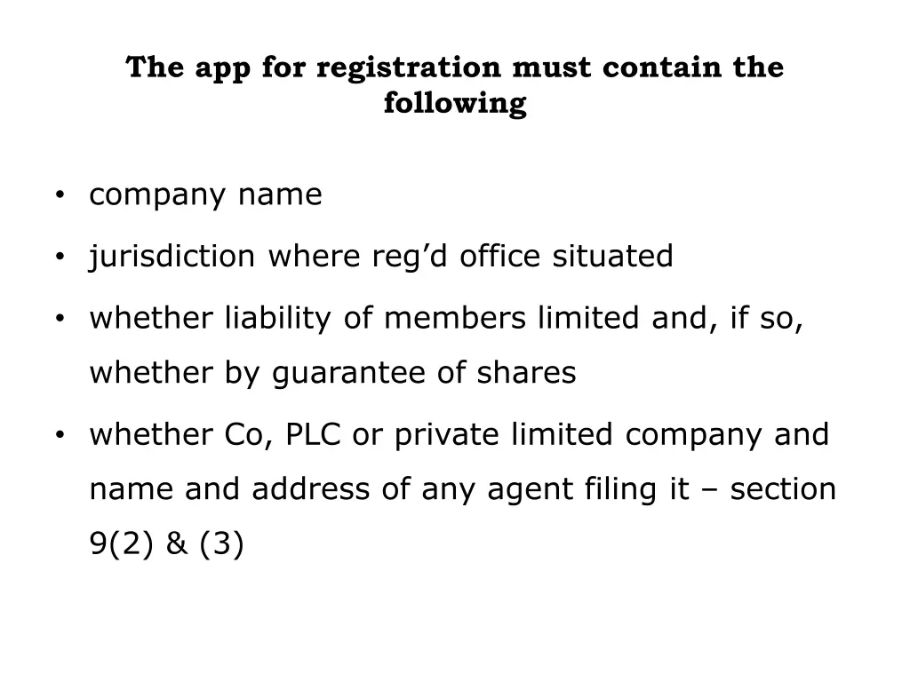 the app for registration must contain