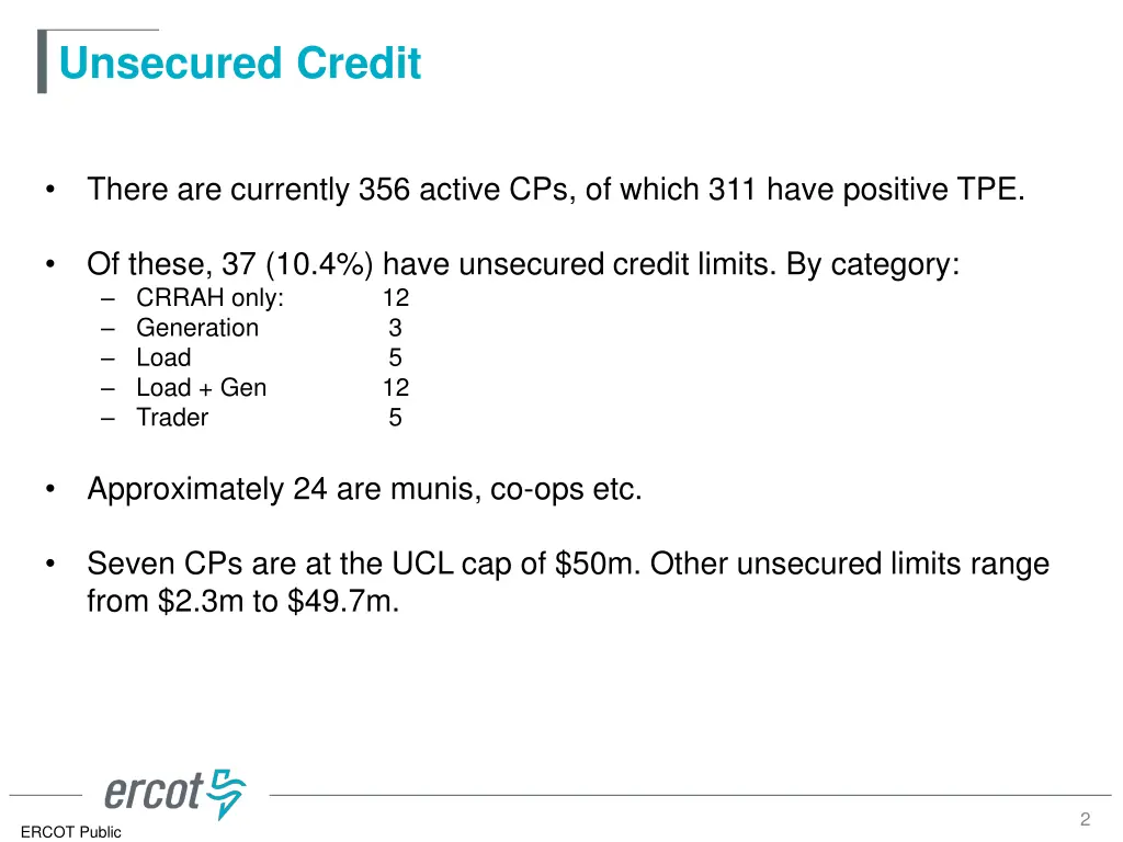 unsecured credit