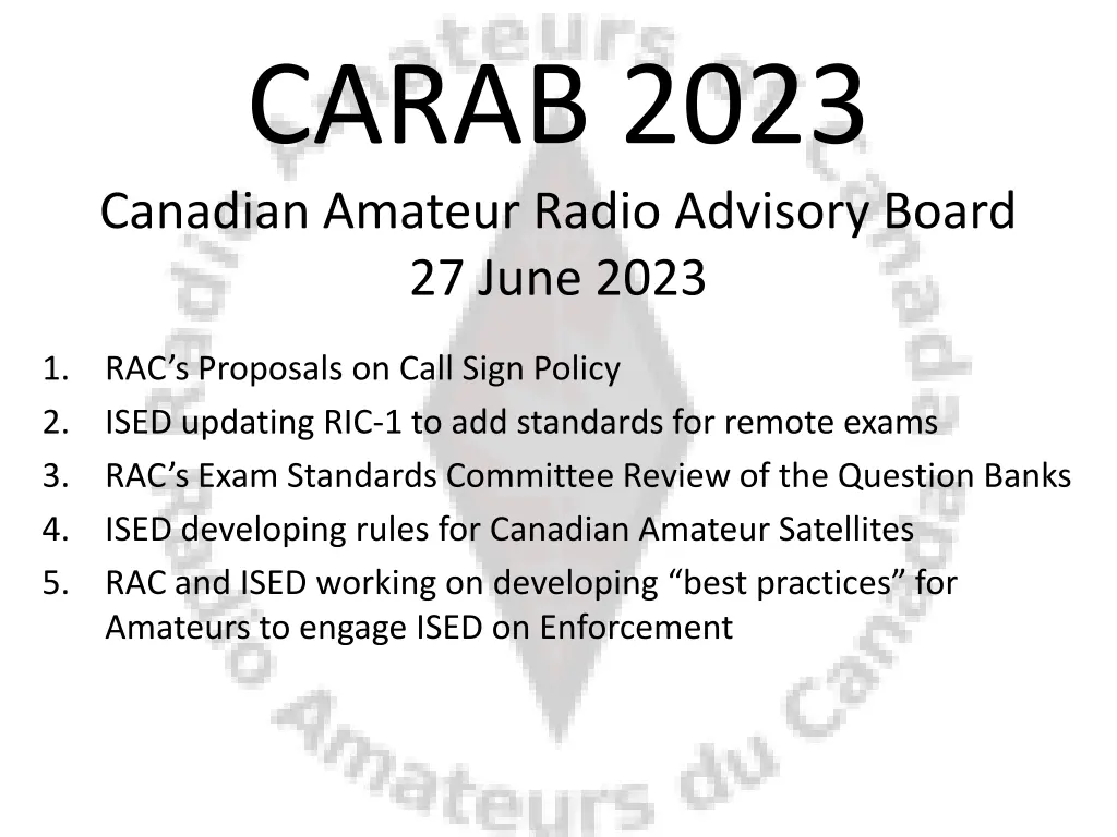 carab 2023 canadian amateur radio advisory board