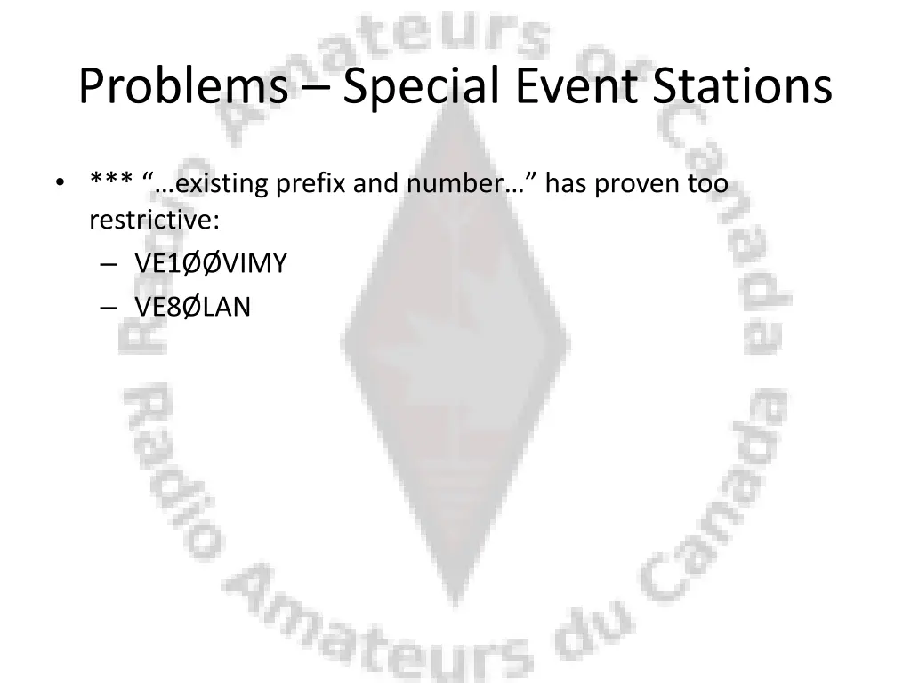 problems special event stations