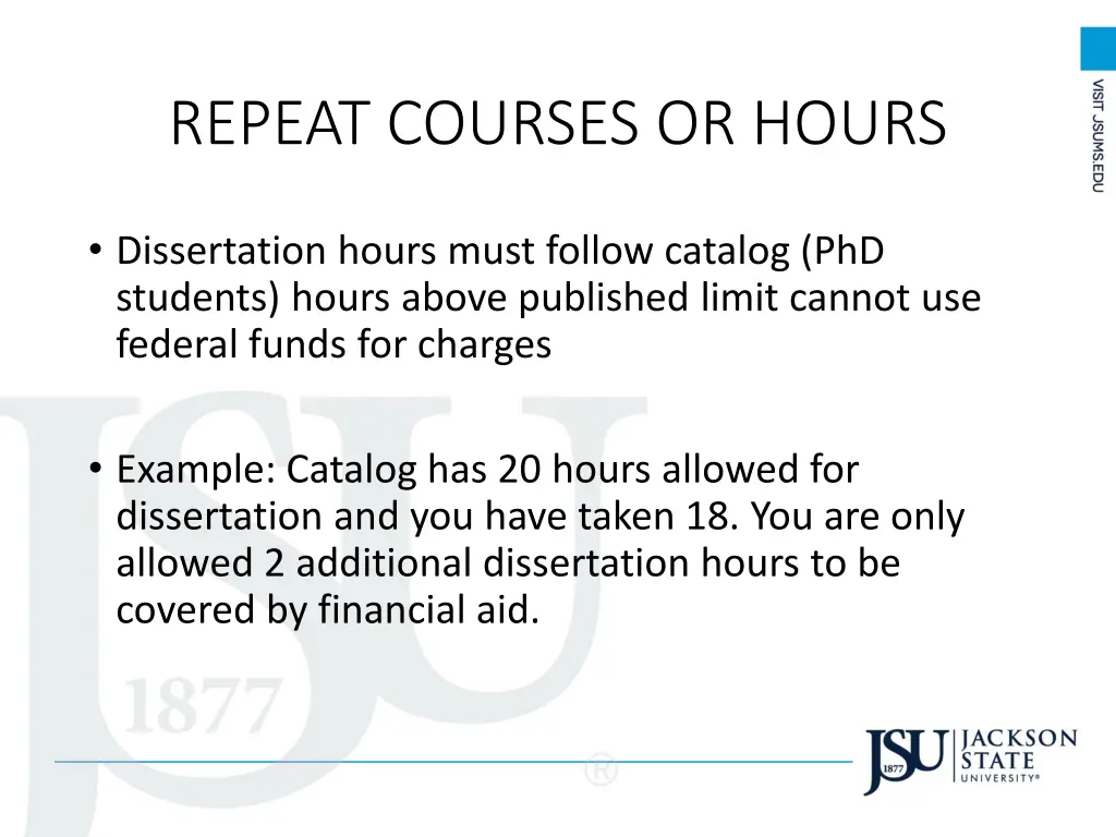 repeat courses or hours
