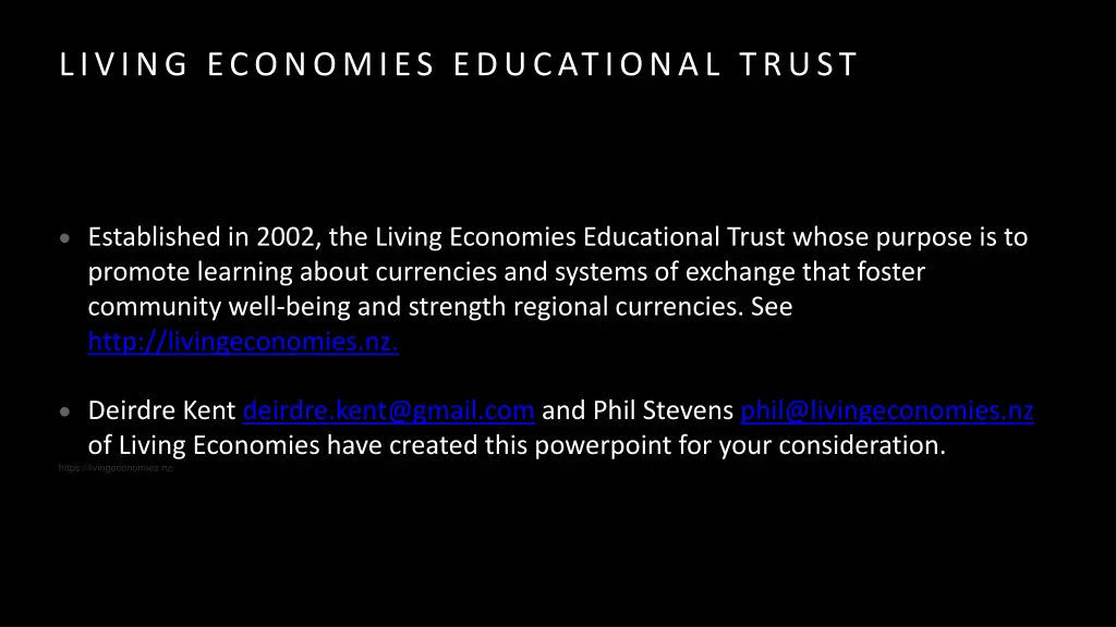 living economies educational trust