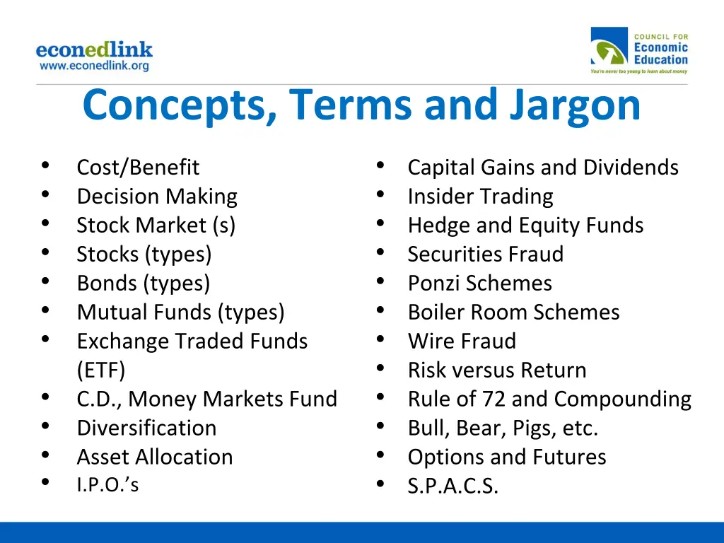 concepts terms and jargon