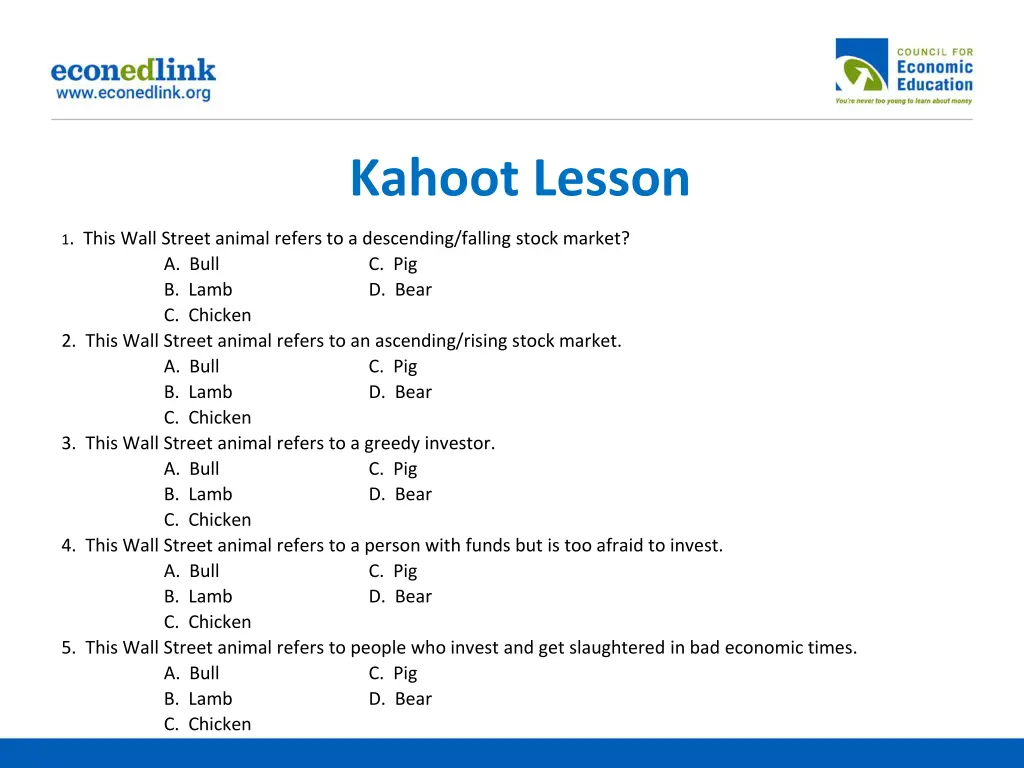 kahoot lesson