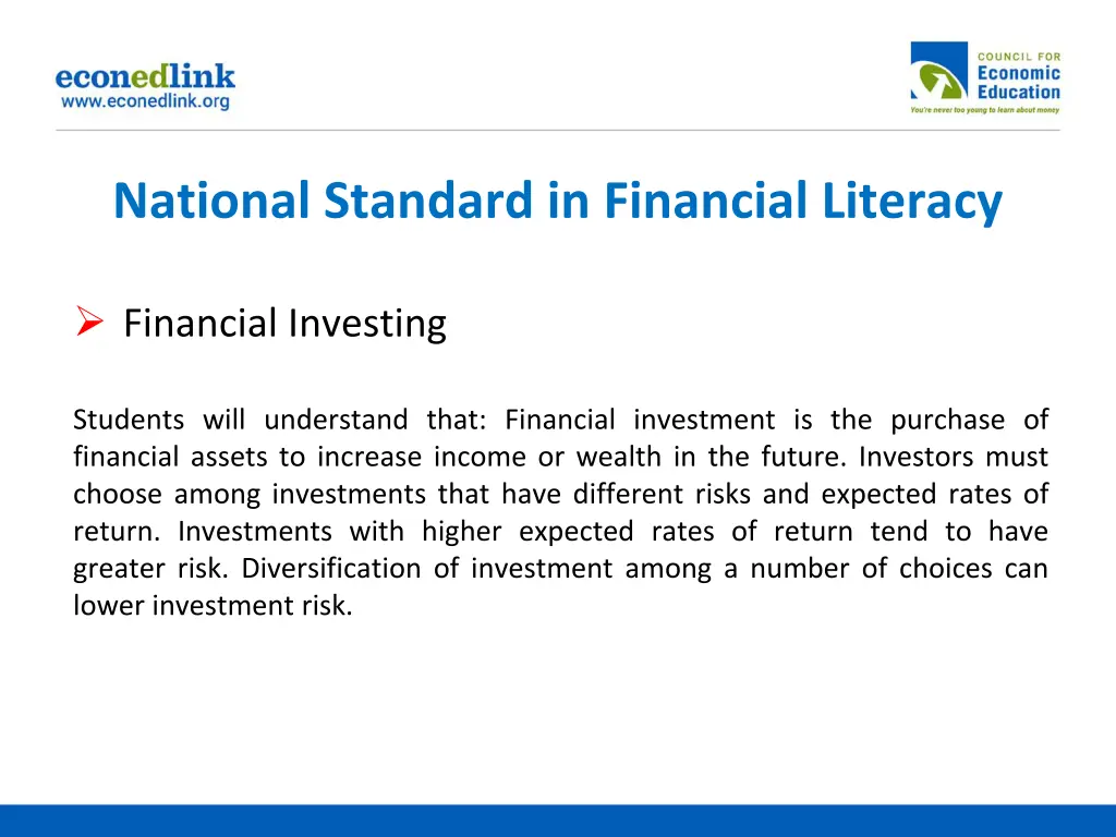 national standard in financial literacy