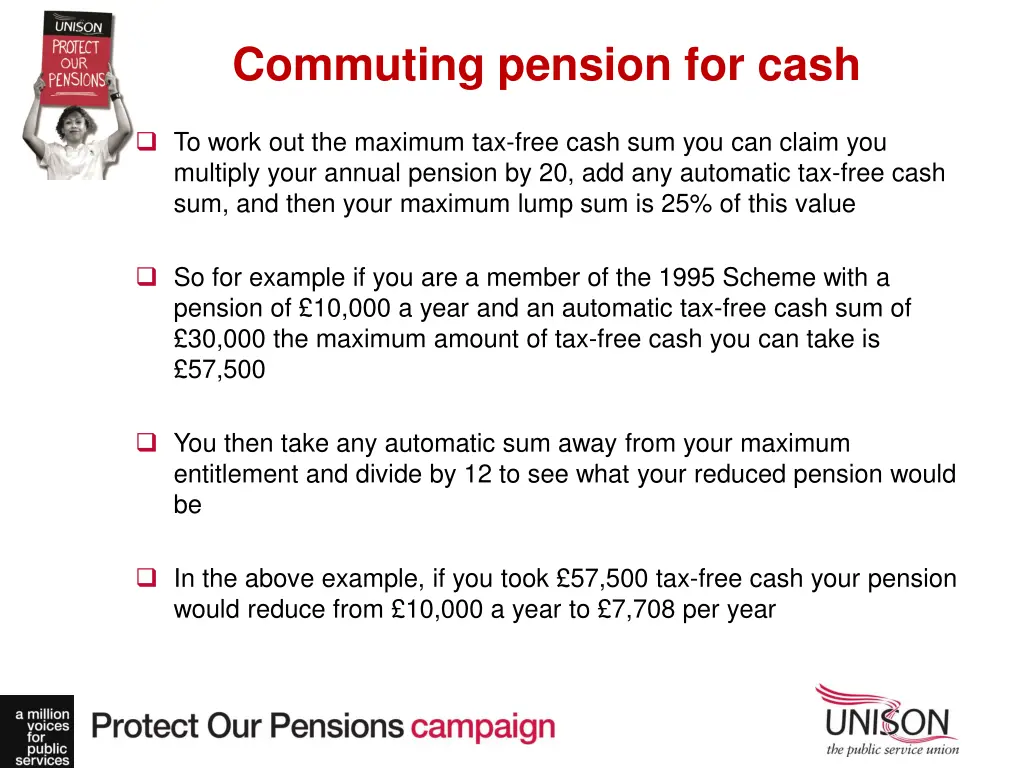 commuting pension for cash