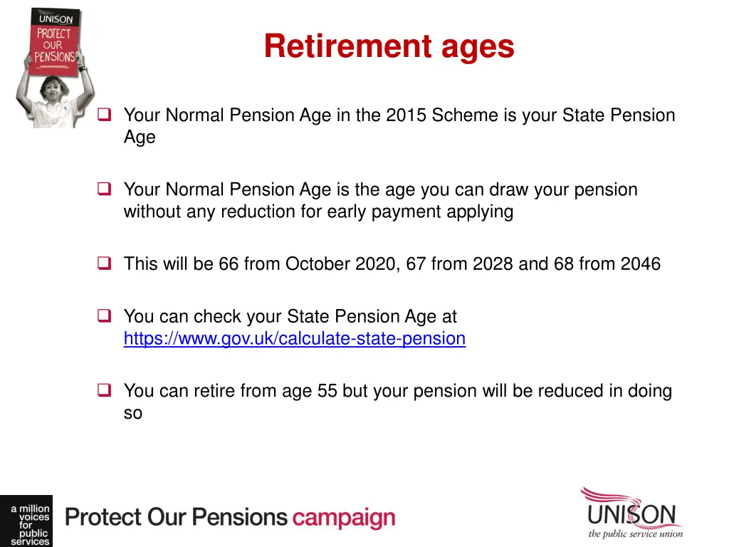 retirement ages