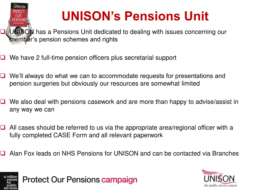 unison s pensions unit