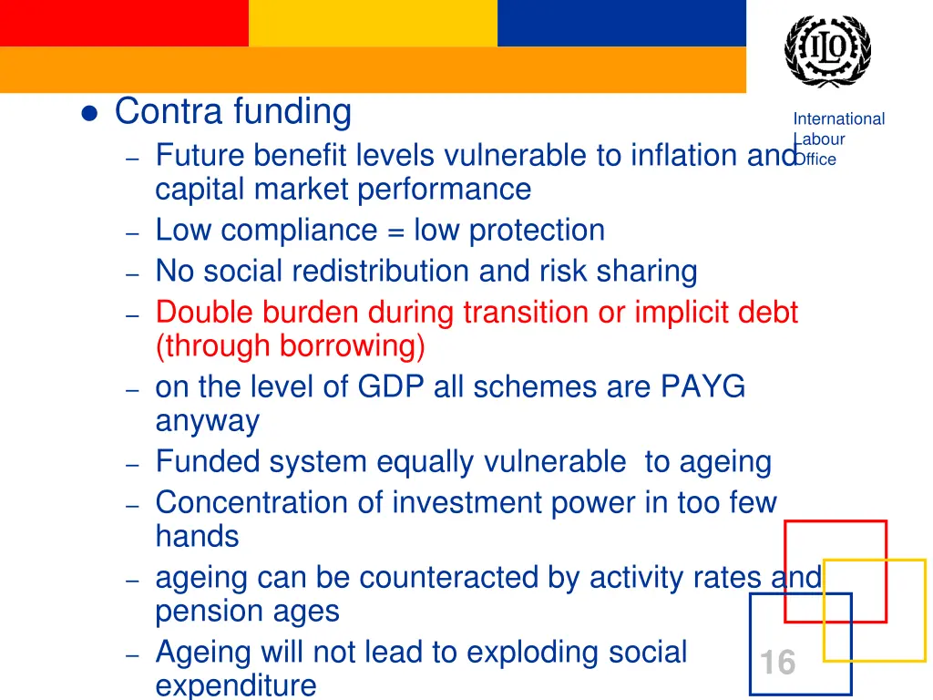 contra funding future benefit levels vulnerable