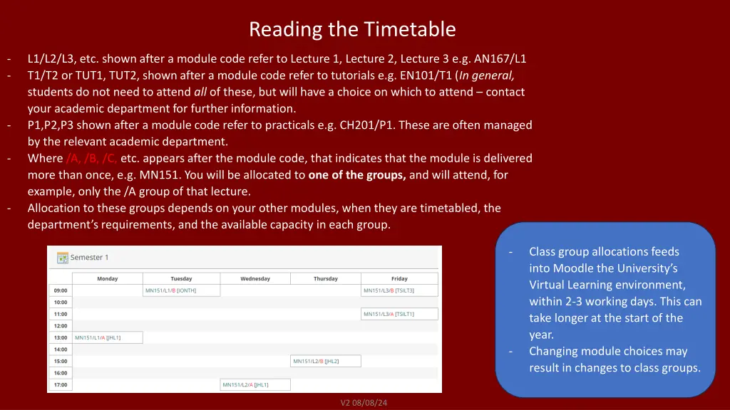 reading the timetable