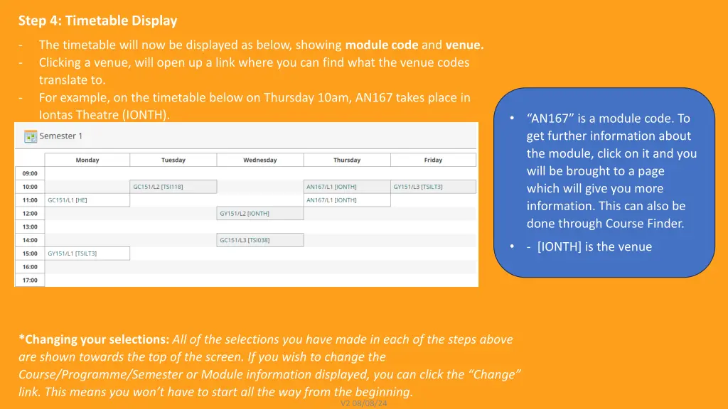 step 4 timetable display