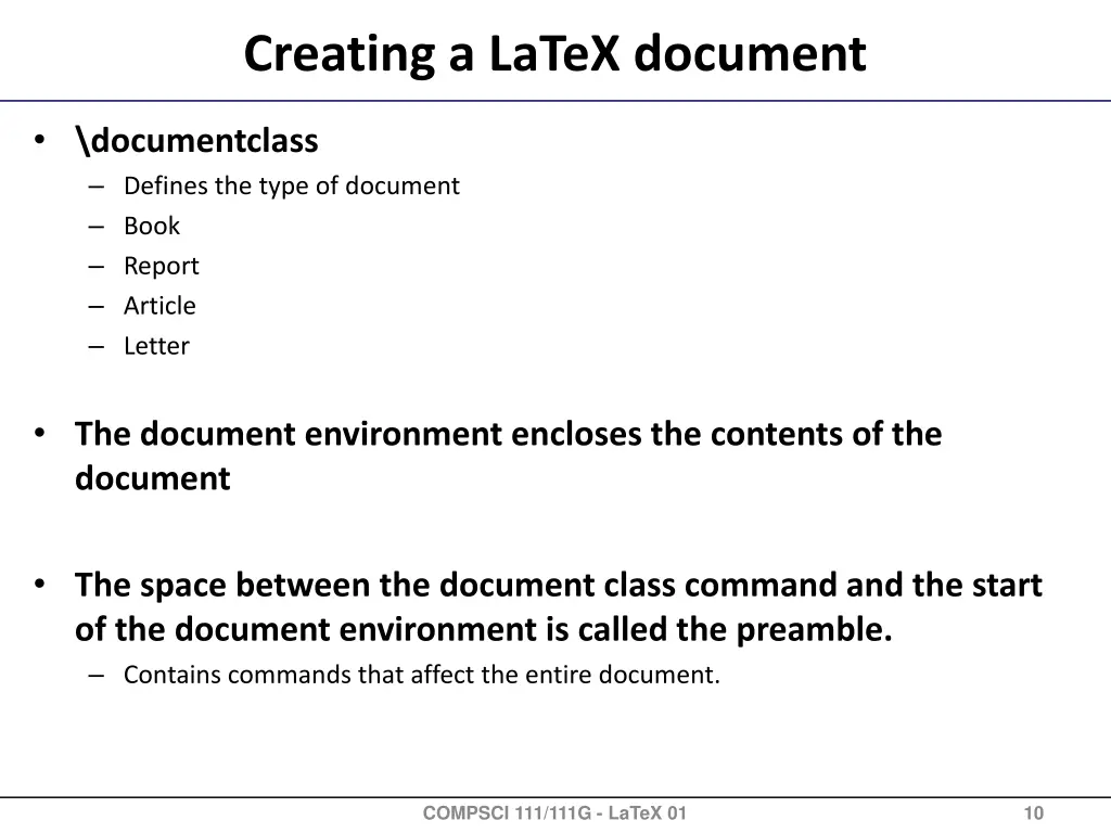 creating a latex document