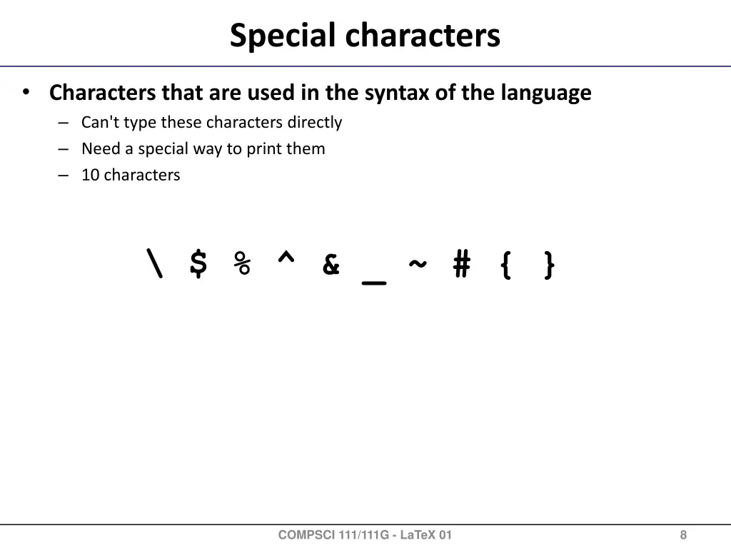 special characters