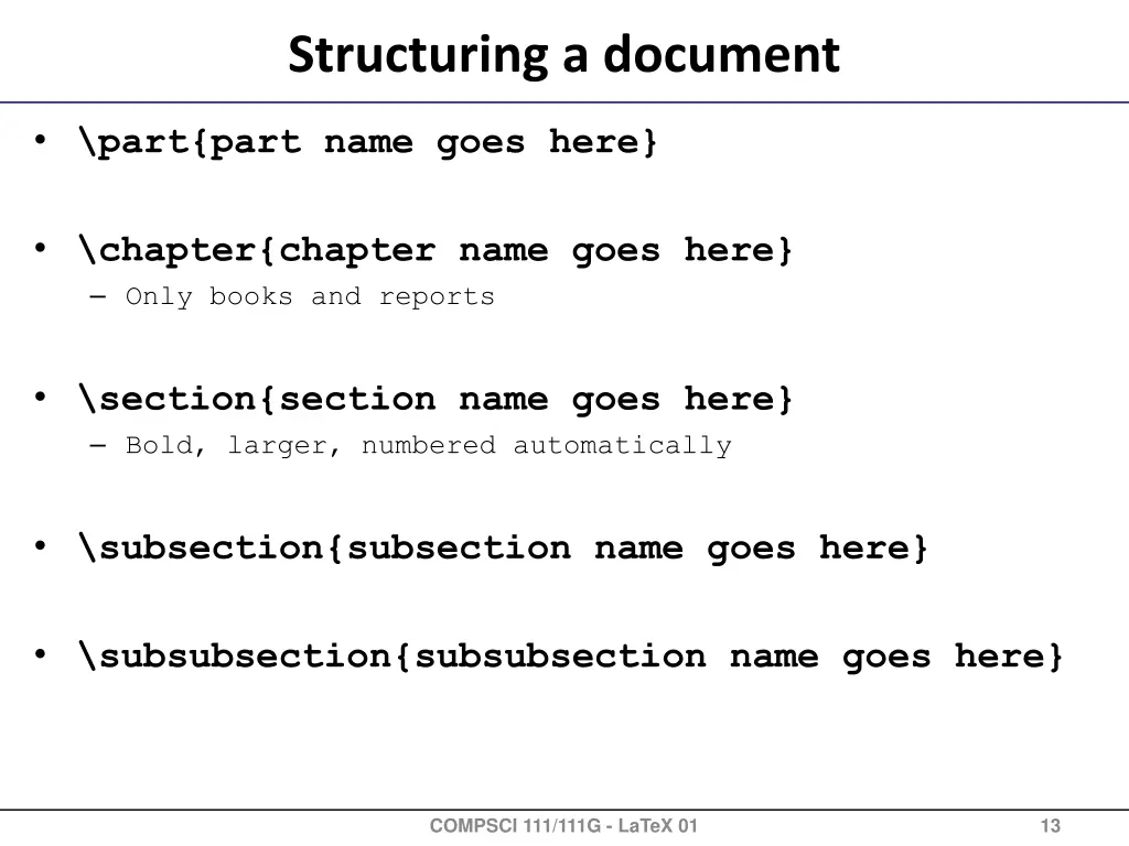 structuring a document