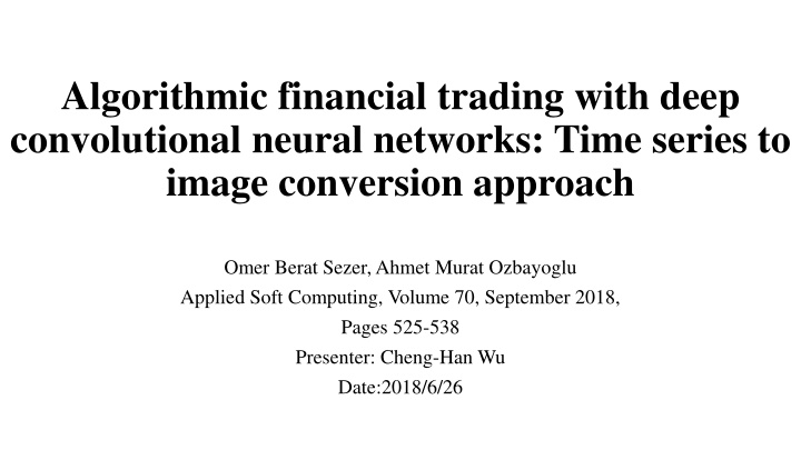algorithmic financial trading with deep
