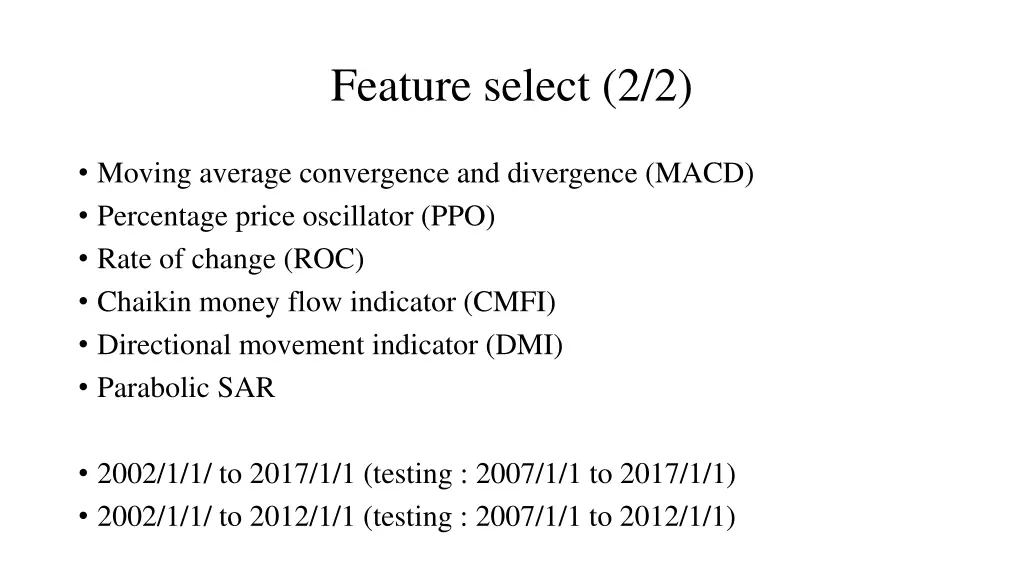 feature select 2 2