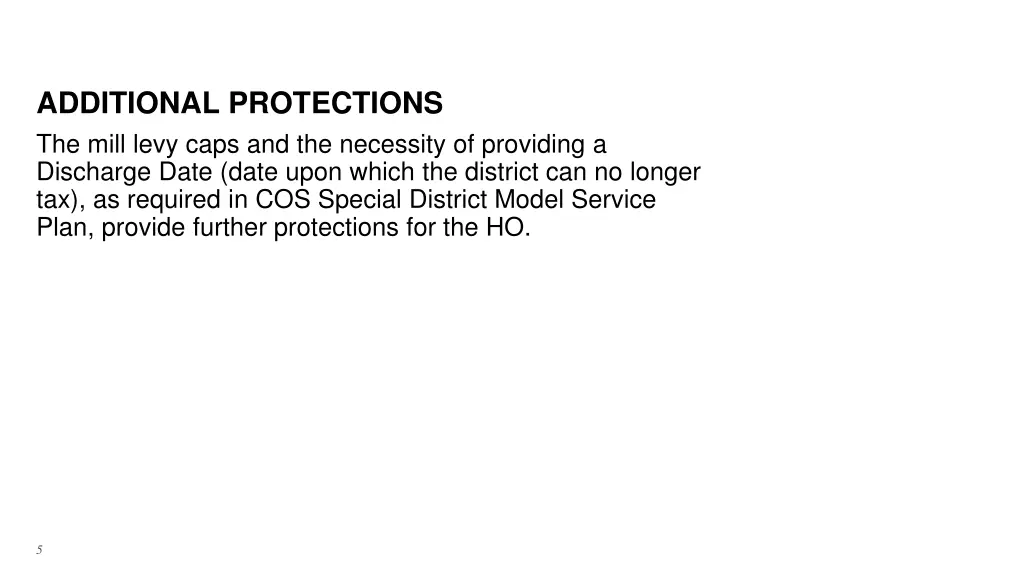 additional protections the mill levy caps