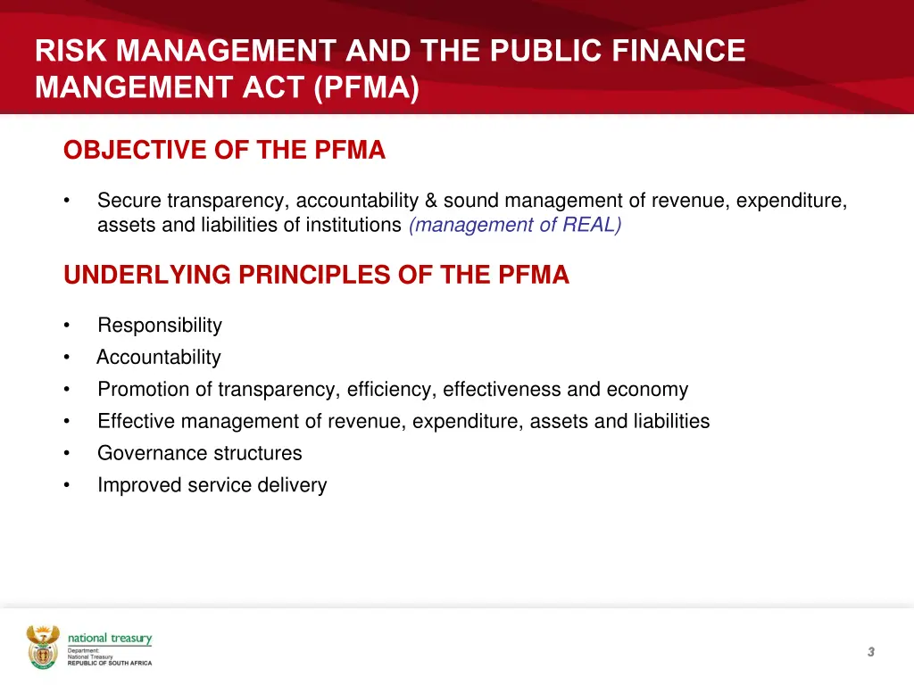 risk management and the public finance mangement