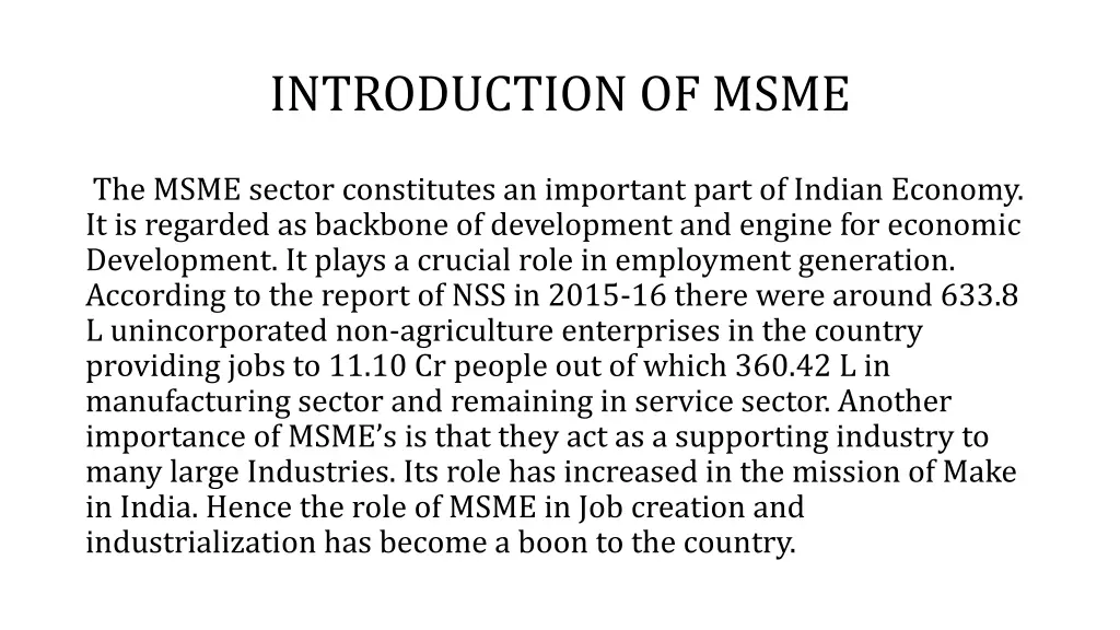 introduction of msme