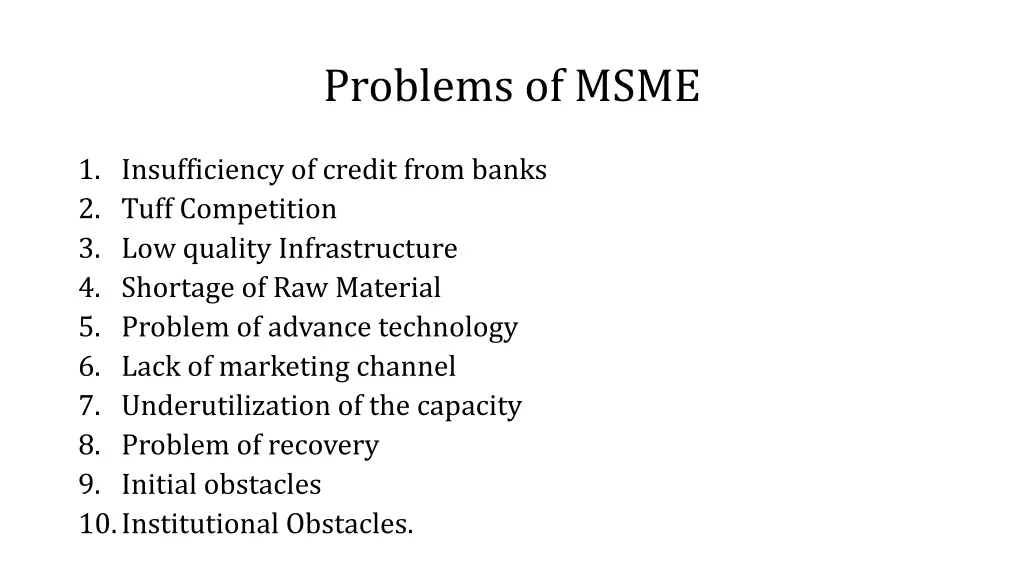 problems of msme