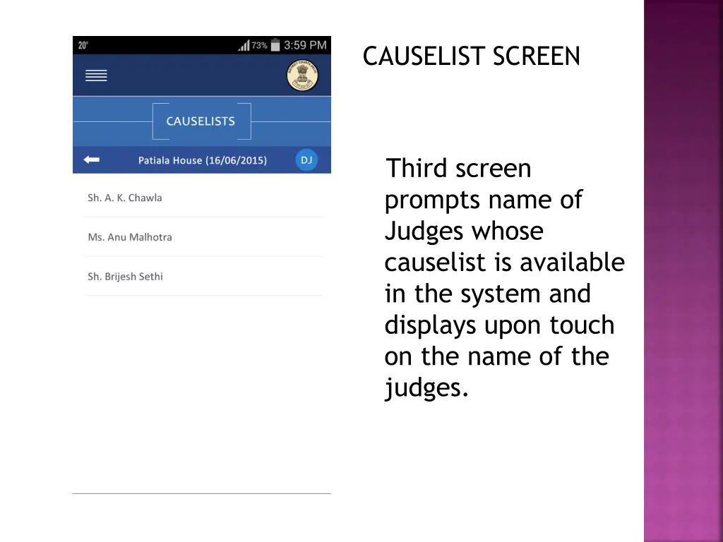 causelist screen 2